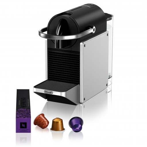 Nespresso DeLonghi Pixie Coffee Capsule Machine Eco Mode 19 Bar  Silver/Black